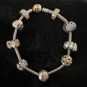 Gorgeous Pandora charm bracelet 14k